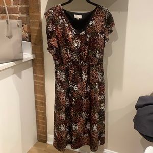 LOFT tea length dress with elastic waste